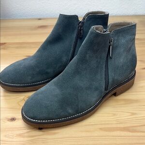 Italeau Italian Suede Foliana Ankle Boots Size 39 (8.5) Gray Waterproof NWOT